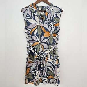 Nicole Miller Multicolor Linen Shift Dress M